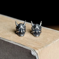 gothic style men womens ghost skull stud earrings japanese myth prajna ox horn mask fashion party earring hip hop jewelry