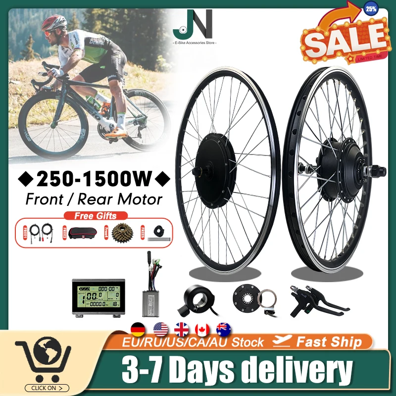 

Ebike Conversion Kit 36V 350W 500W 48V 1000W 1500W Front/Rear Wheel Hub Motor 20-29inch/700C For Electric Bicycle Conversion Kit