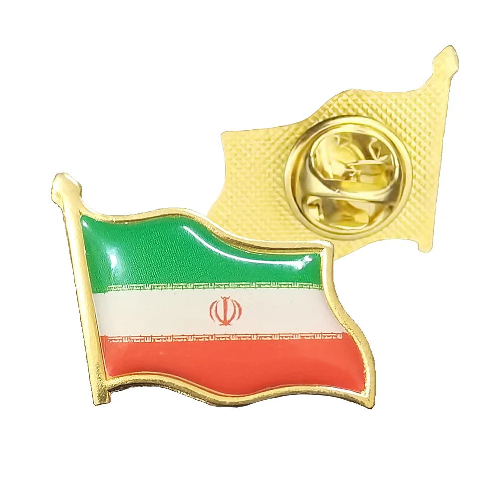 

Iran Flag Brooch Enamel Pins Electroplated Gold Military Badge Headdress Decoration Jewelry Accessories