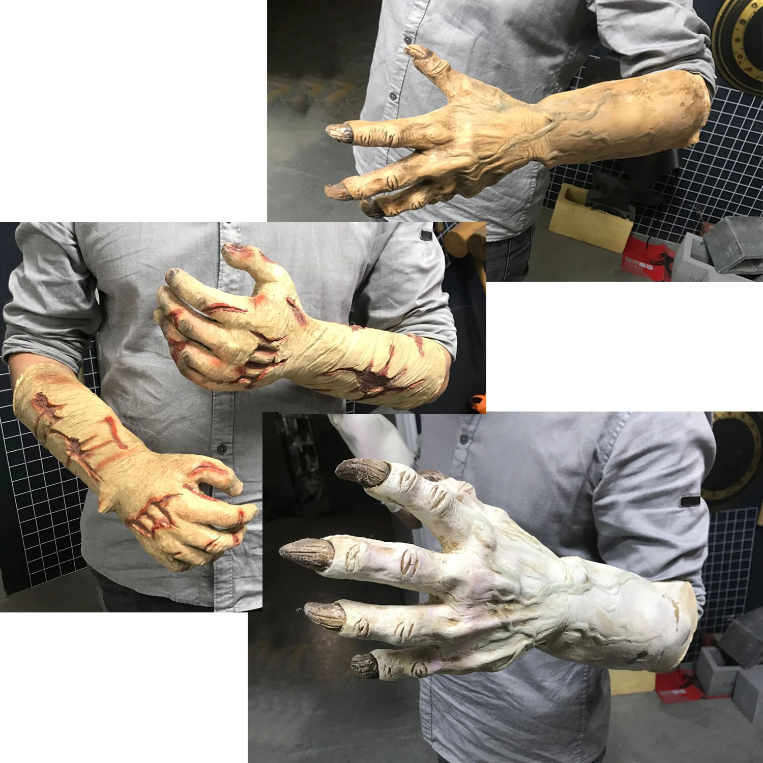 

Rotted Zombie Gloves Hands Latex Arms and Hands Gloves Halloween Haunted House Monster Costume