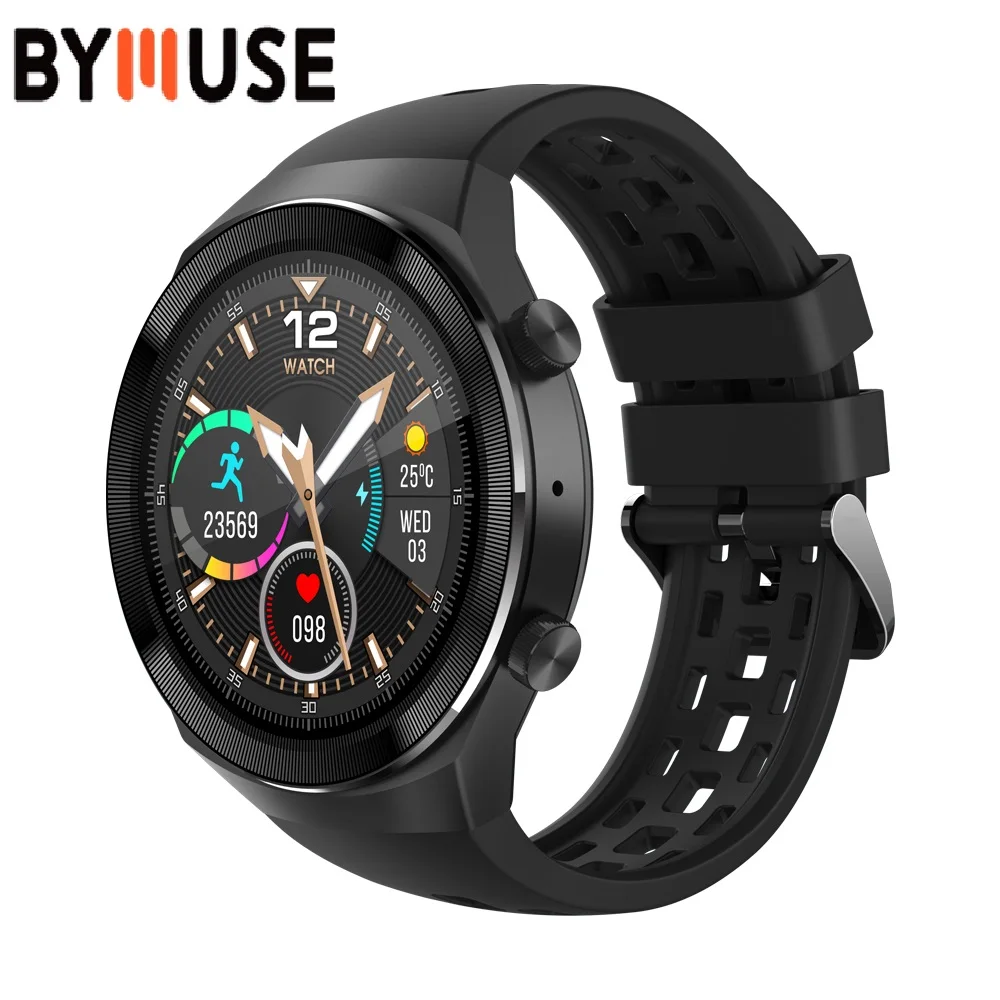 

BYMUSE Q8 Smart Watch Men 600mAh 1.3'' IPS Screen Bluetooth Call IP67 Waterproof Heart Rate Smartwatch PK GT 2e For Android IOS