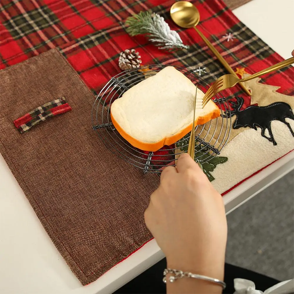 

Heat Insulation Pad Christmas Elk Tree Pattern Kitchen Placemat Dining Table Mat Coaster Pads Dish Cup Mats 44*33cm Home Decor