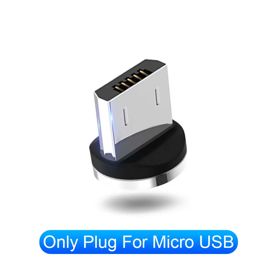 Магнитный светодиодный кабель для быстрой зарядки, магнитный кабель Micro usb type-C, светодиодный шнур USB C, зарядное устройство для iPhone 7 8X11 samsung S9 - Цвет: Only for Micro plug
