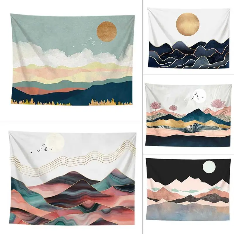 

Pattern Mandala Wall Hanging Tapestry Travel Camping Mat Sunrise Oil Painting Pattern Yoga Pad Sleeping Carpet Beach Blanket