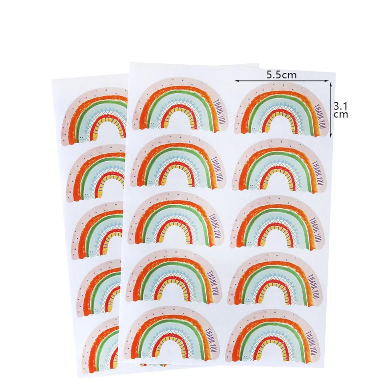 

100pcs 5.5cm Rainbow Stickers Happy Birthday Thank You Label DIY Cookie Bags Seal Labels Happy Every Day Sticker Paper Decor