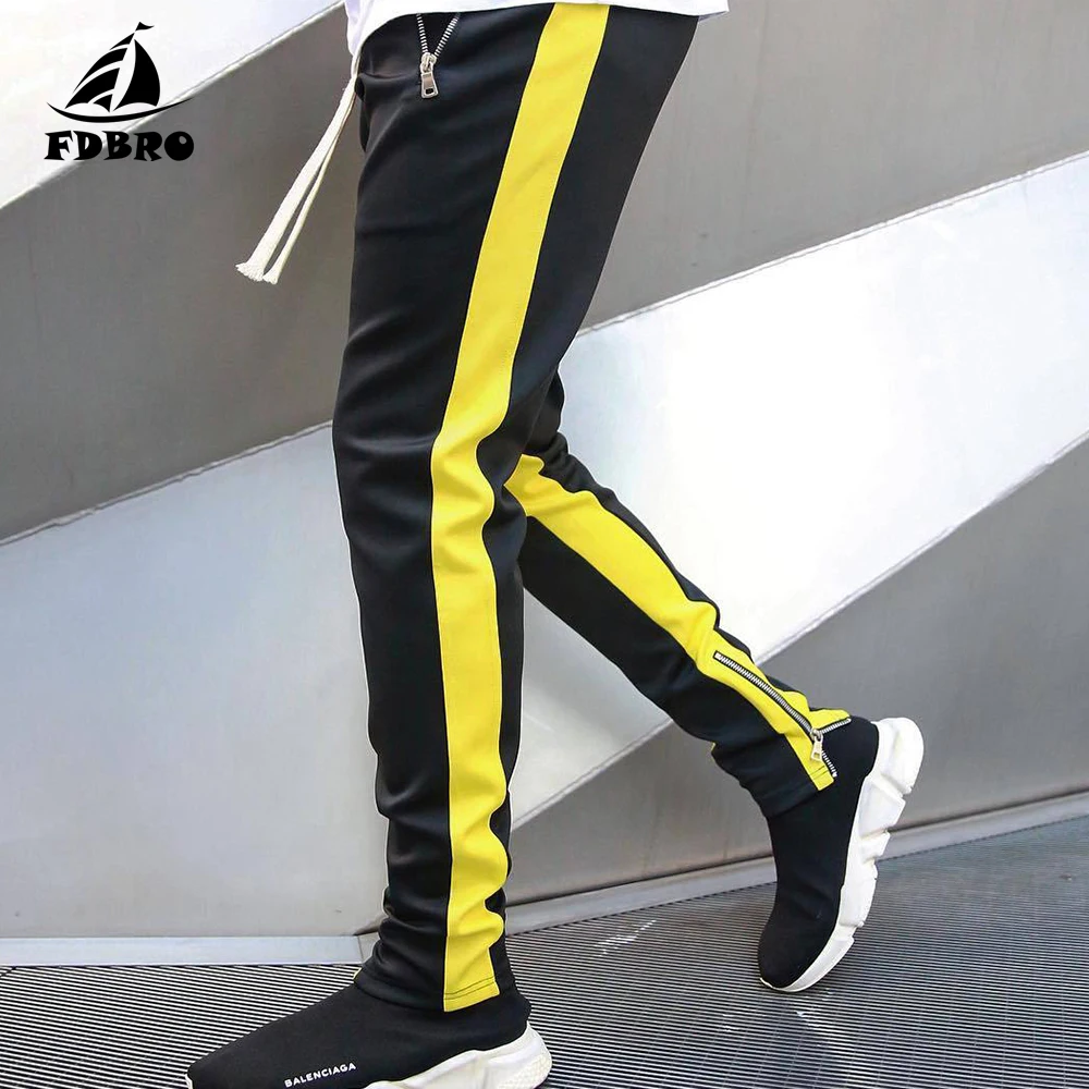Мужские спортивные штаны в полоску FDBRO хлопковые для бега фитнеса бодибилдинга