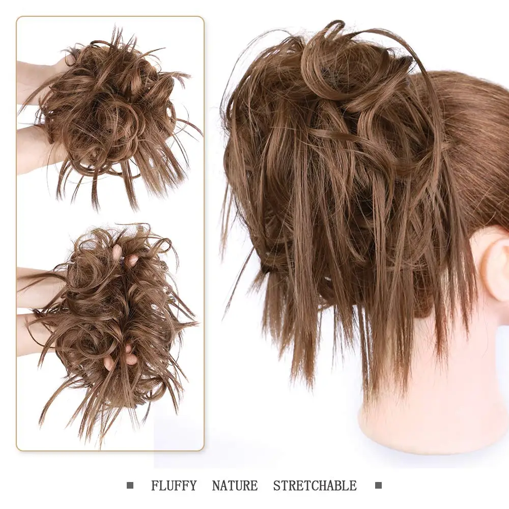 Грязные волосы булочка резинки для женщин шиньоны наращивания синтетический