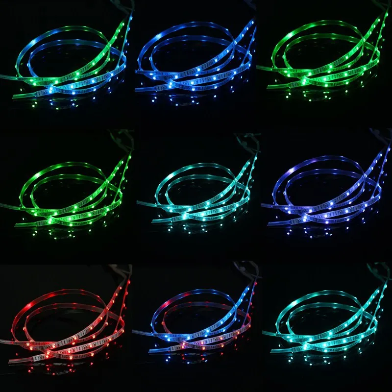 

2 Pcs 60cm USB Charging Battery Powered RGB 24 LED Strip Light Shoes Clothes Party HEE889