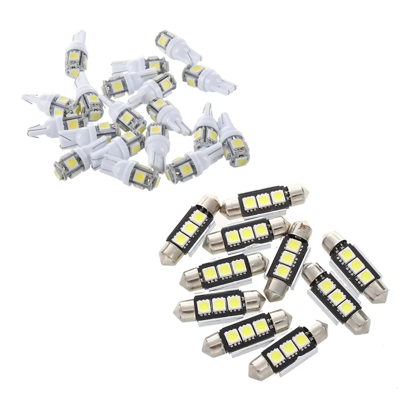 

20Pcs T10 194 168 W5W 5 5050 SMD LED Light Bulb With 10Pcs 36MM Bulb Lamp 3 LED 5050 SMD CANBUS Car Dome