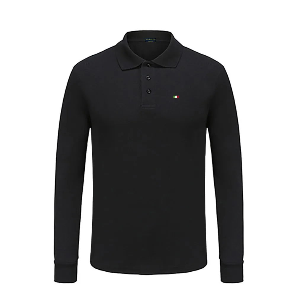 

Embroidered Flag Logo100%Cotton Men's Polo Shirt High Quality Casual Polos Shirts Men's Long Sleeve Polos Hommes Tops Tees 1AD01