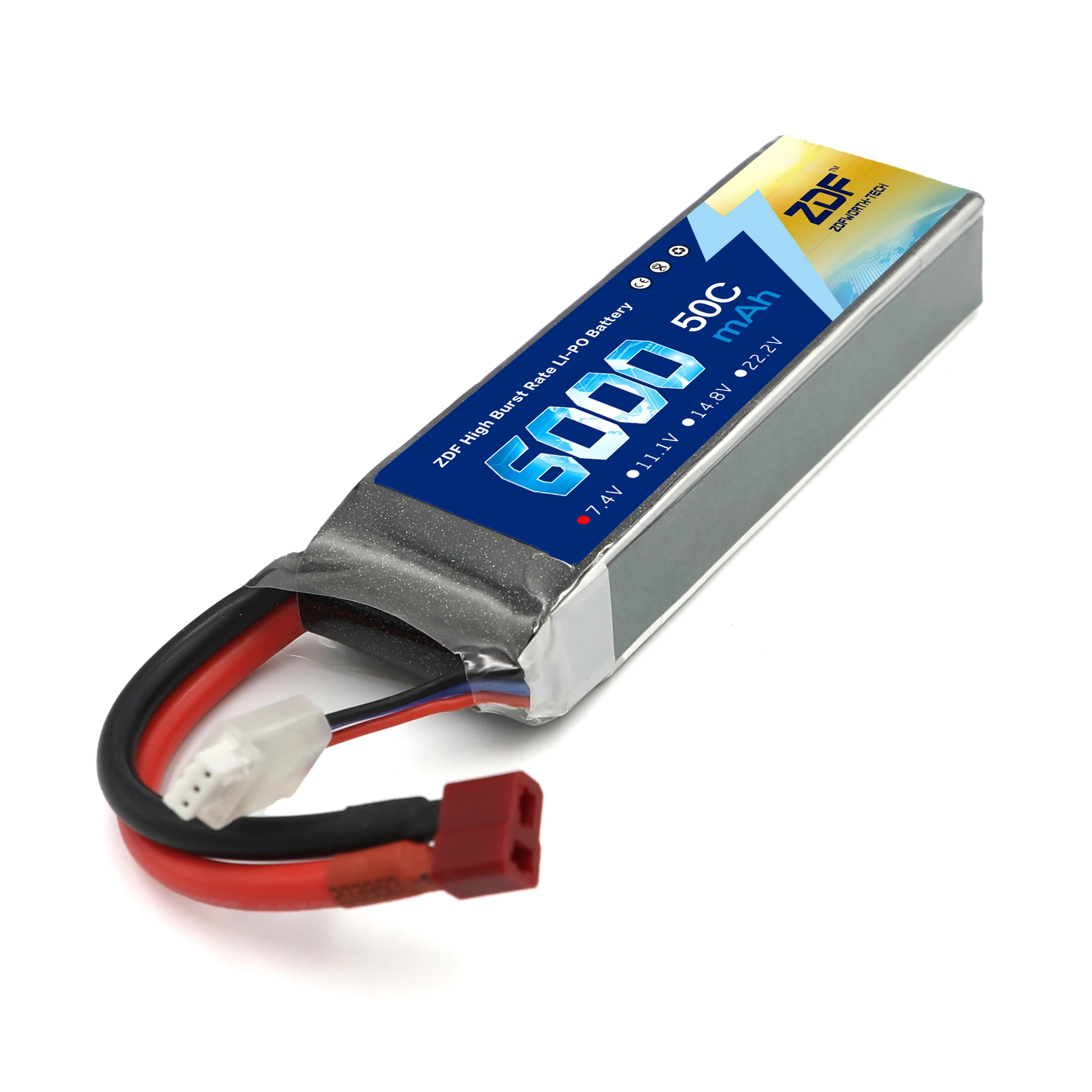 2 шт. литий-полимерный аккумулятор ZDF RC 2S 7 4 в 6000 мАч 50C для радиоуправляемых Traxxas 1/10