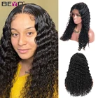 Парики из человеческих волос с кружевом спереди для черных женщин, без клея, с глубокой волной, T-образный парик, бразильские человеческие волосы с детскими волосами, парик Beyo Remy