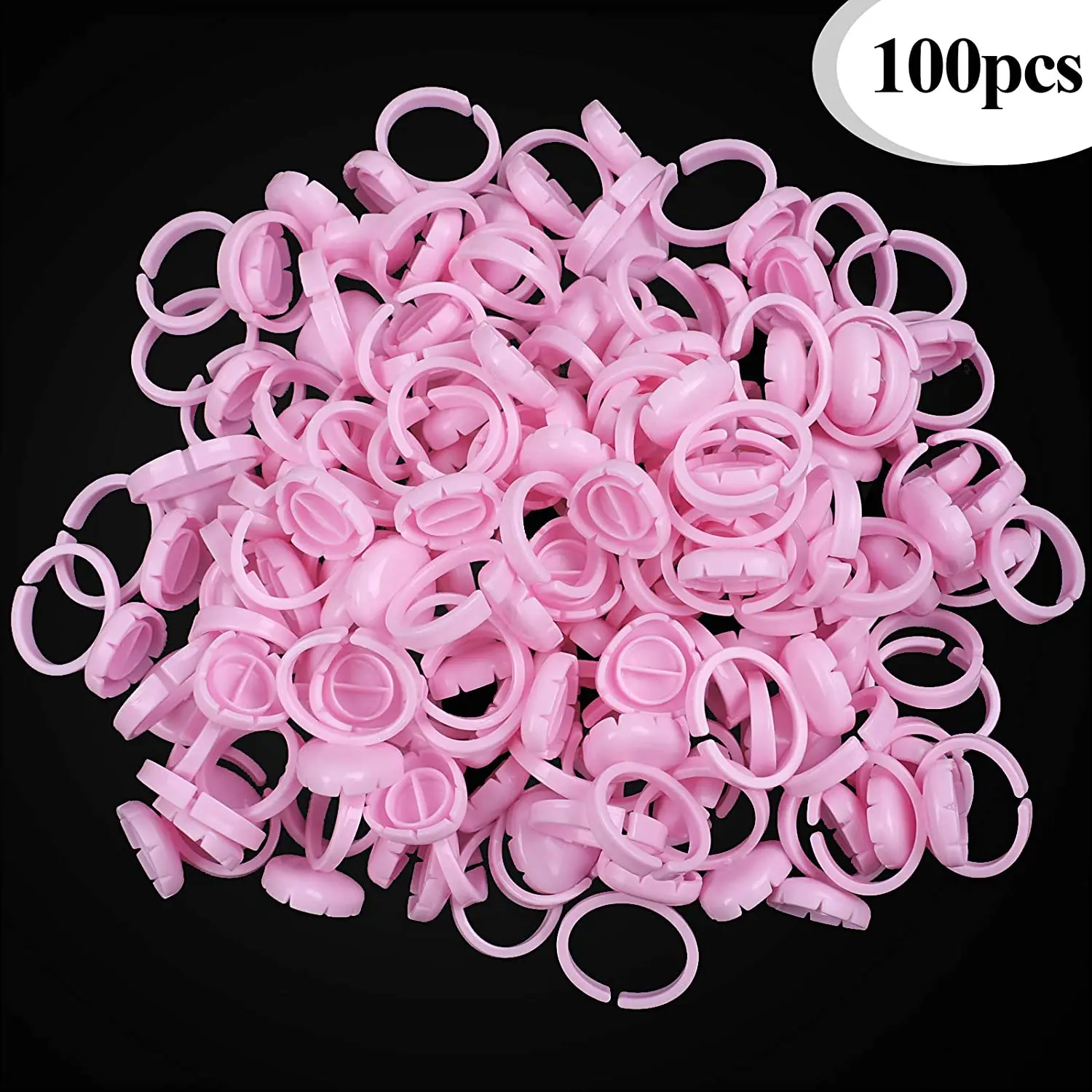 

100PCS Disposable V Shape Adjustable Glue Holder Rings for Eye Lashes Extension Easy to Make Volume Fans Nail Art Glue Holder