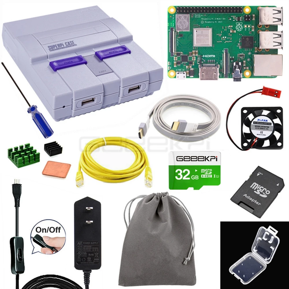 CASE Raspberry Kit Чехол GeeekPi Retroflag SUPERPi CASE-U NESPi с дополнительным адаптером питания контроллера для Raspberry Pi 3B Plus(3B+)/3B - Цвет: CASE Raspberry Kit