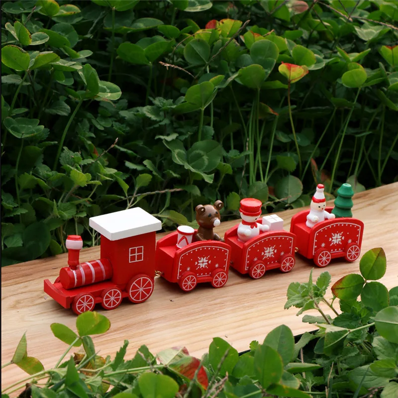 Новый Рождественский поезд окрашенный деревянный Декор для дома с Санта/медведь