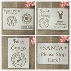 4Pcs A4 29cm Polar Express Santa Deer DIY Layering Stencils Wall Painting Scrapbook Coloring Embossing Album Decorative Template