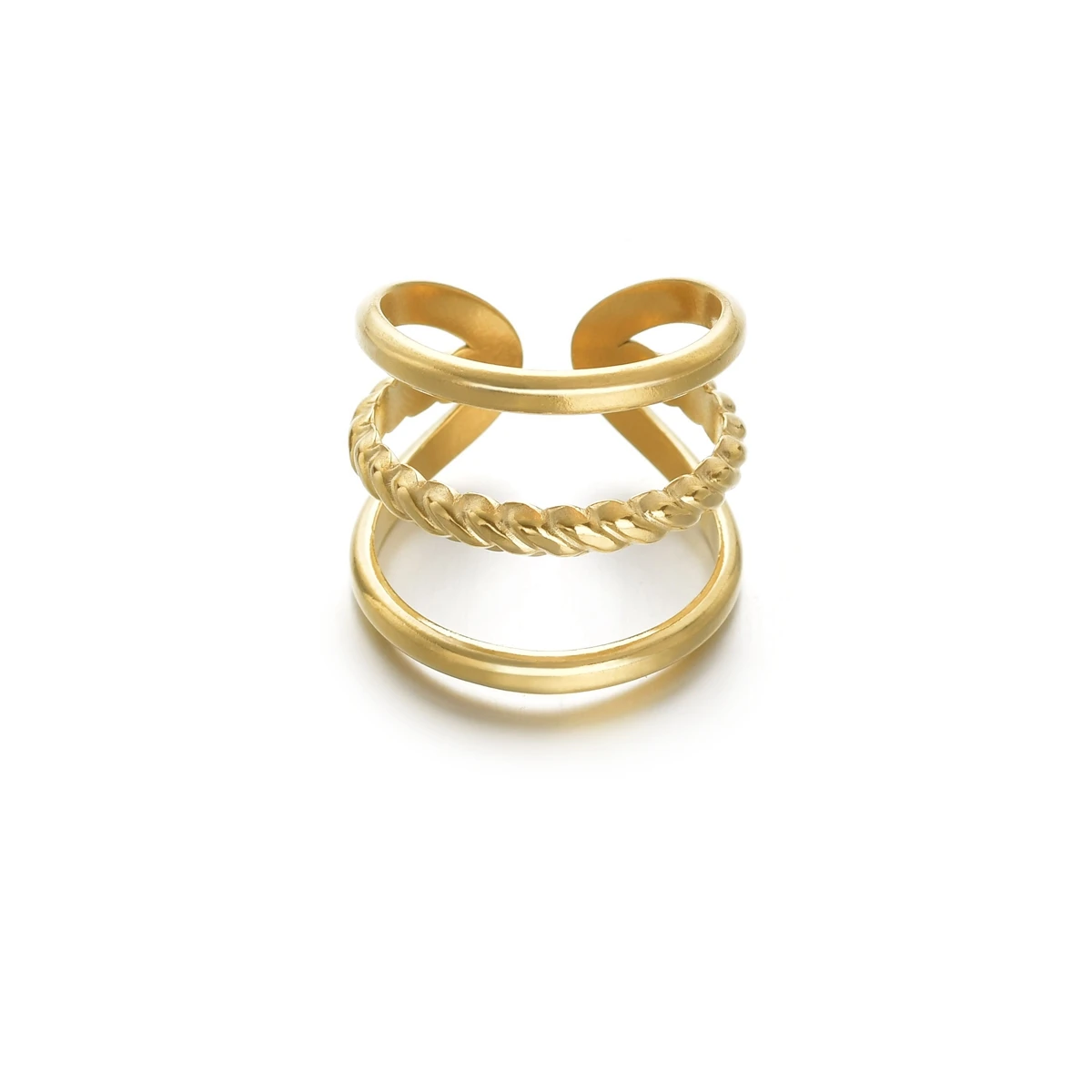 

Acheerup Fashion Simple 14k Gold Metal Open Ring For Women Girl 3 Layers Hollow Elegant Index Finger Rings Birthday Jewelry Gift