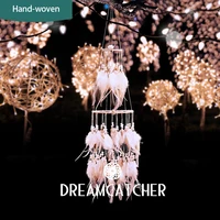 80cm feather dreamcatcher wind chime handmade led light wall hanging pendant dream catchers girls home room decoration