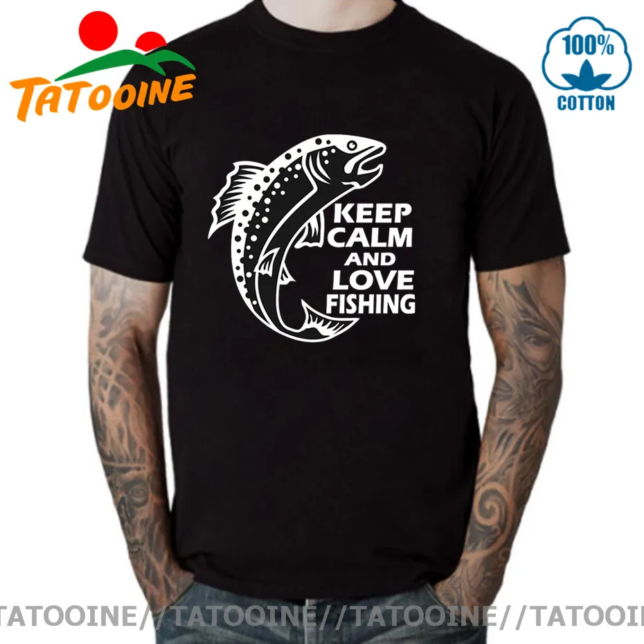Мужская футболка Tatooine Fishinger с надписью Keep Calm And Go Fishing Love хлопковая коротким