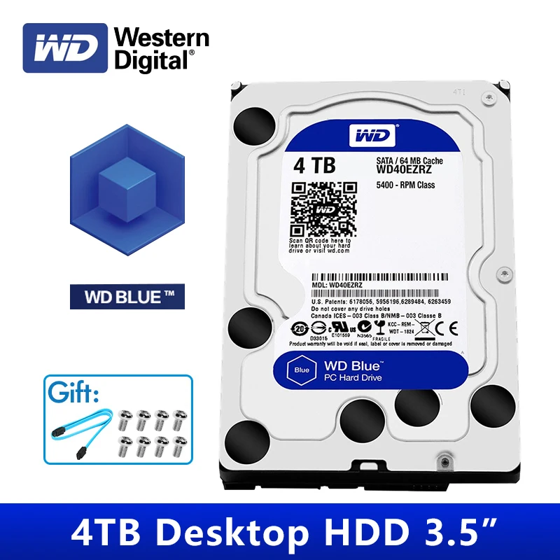 Оригинальный Западный Цифровой синий настольный компьютер HDD 4 ТБ 5400 RPM 3 5 ''SATA