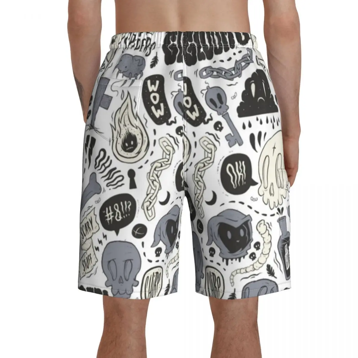 

Skeleton Board Shorts Polyester Swimming Trunks Beach Pattern Men Swim Trunks