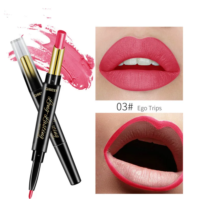 Матовая губная помада с двойной головкой и подводка для губ увлажняет красную