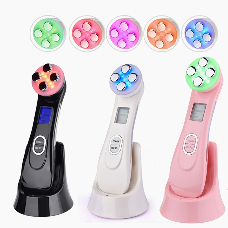 Электрический светодиодный светильник для лица Фотон терапия Beauty Machine 5 в 1 EMS & RF