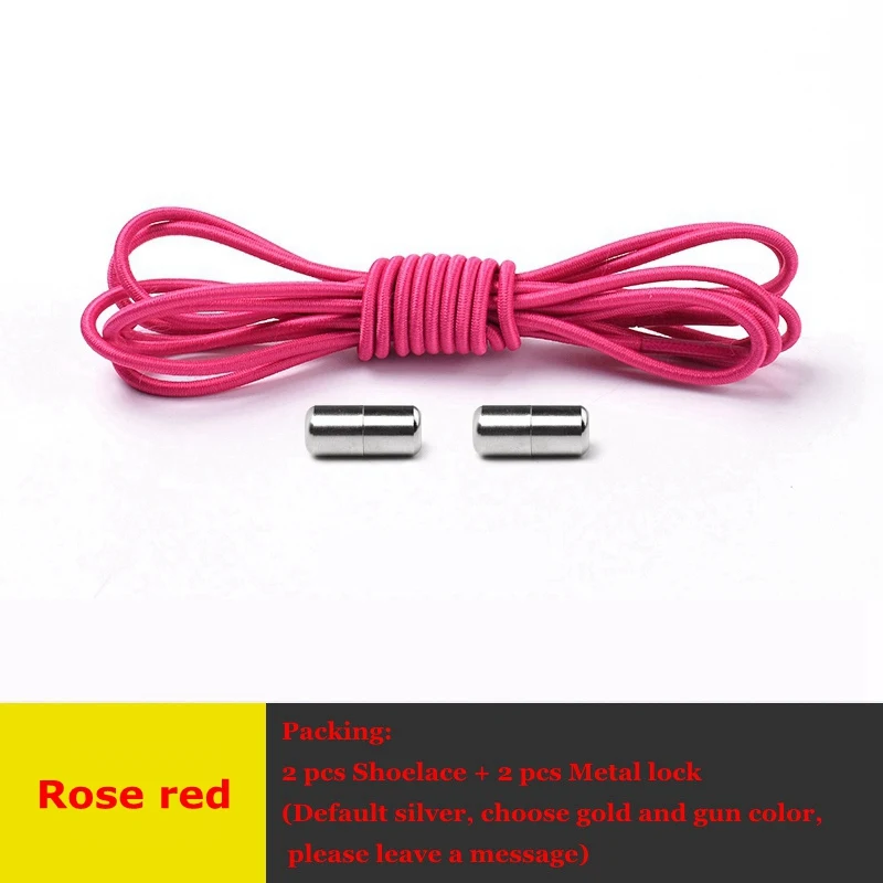 Rose red Без галстука шнурки круглые металлические фиксирующие быстро безопасные эластичные шнурки уличные кроссовки для отдыха унисекс ленивые шнурки 1 пара - Цвет: Rose red
