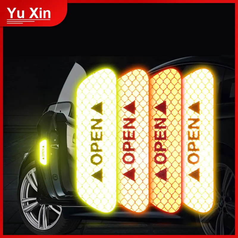 4 шт. двери автомобиля Предупреждение светоотражающие наклейки велосипед