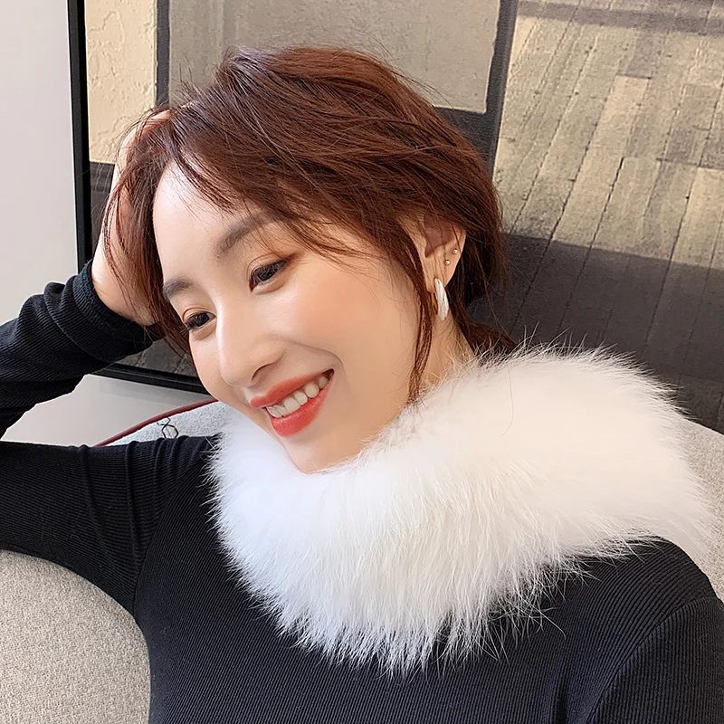 Lantafe зимний шарф из лисьего меха женский стрейч воротник натуральный мех зимние