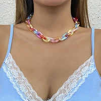 y2k thick acrylic chain short choker necklace for women 2022 fashion rainbow chunky chain necklace on neck trendy collar jewelry