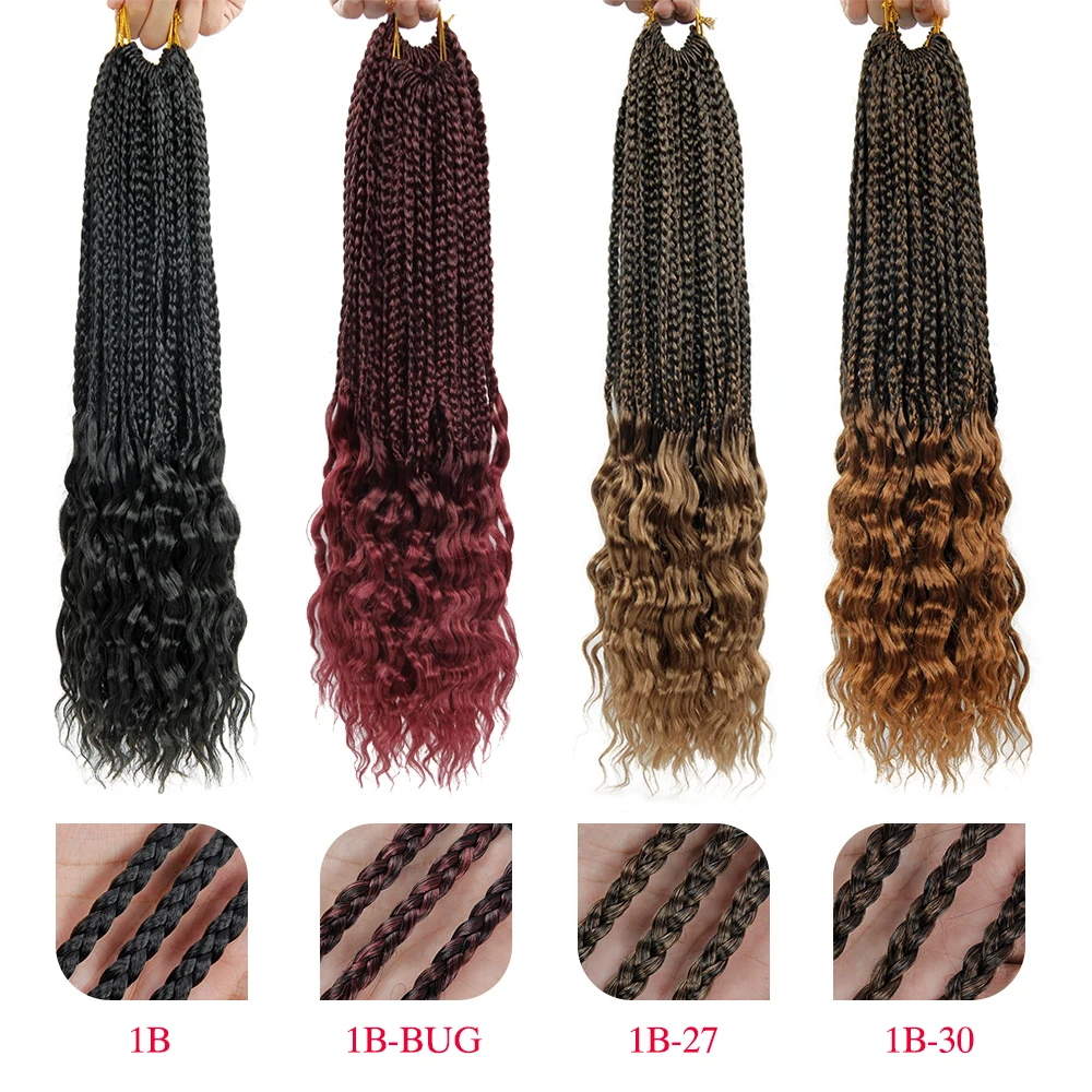 Богиня коробка косички крючком волосы кудрявые концы 20 дюймов для прядей