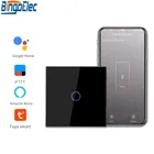 Bingoelec с помощью одножильного провода, Wi-Fi, 1G1W сенсорный выключатель модные белые закаленное стекло Панель приложение Smart Life светильник переключатель работы с Alexa