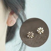moveski 925 sterling silver korea exquisite windmill zircon hollow stud earrings for women plated 14k gold jewelry gift