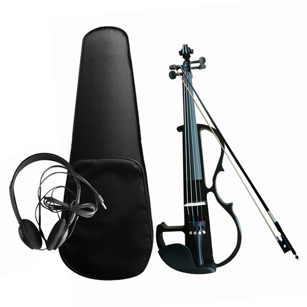 

4/4 Electroacoustic Violin Kit Solid Wood Electric Silent Violin Fiddle Style Basswood Body Ebony Fingerboard Pegs Violin