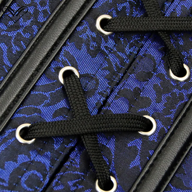 Wechery Overbust Blue Corset Top Women Bustier Party Clothing V Neck Bodice Steampunk Corselet Black Gothic Costumes Plus Size