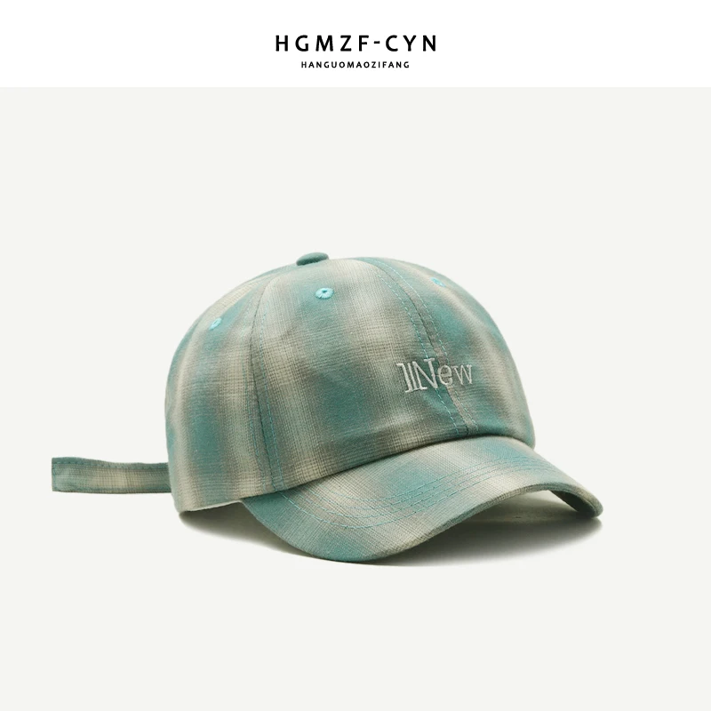 Бейсболки в клетку из хлопчатобумажной ткани с вышитым лозунгом | Аксессуары для