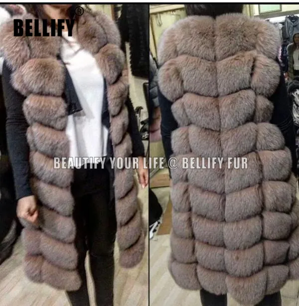 Женский жилет из натурального меха зимний длинный Лисьего длина 90 см | Женская