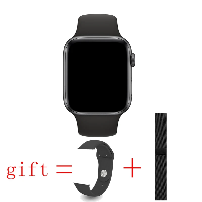 black a two strap Bluetooth Вызов Смарт Браслет для проверки сердечного ритма 9 1:1 SmartWatch 44 мм с gps ДЛЯ Apple iOS Android сердечного ритма ЭКГ-шагомер IWO 8 iwo 8 plus - Цвет: black a two strap
