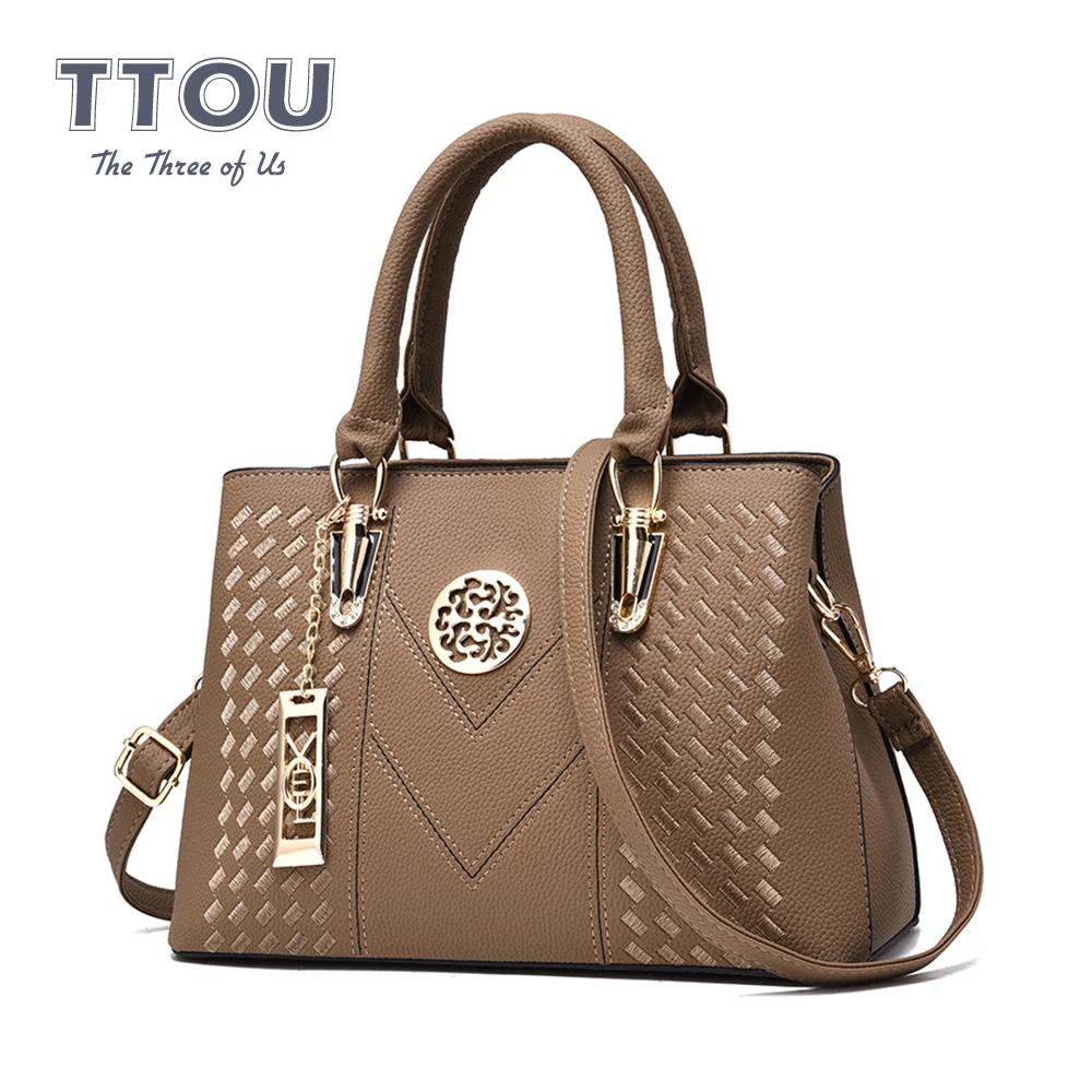 Повседневные женские сумки с вышивкой из искусственной кожи однотонные