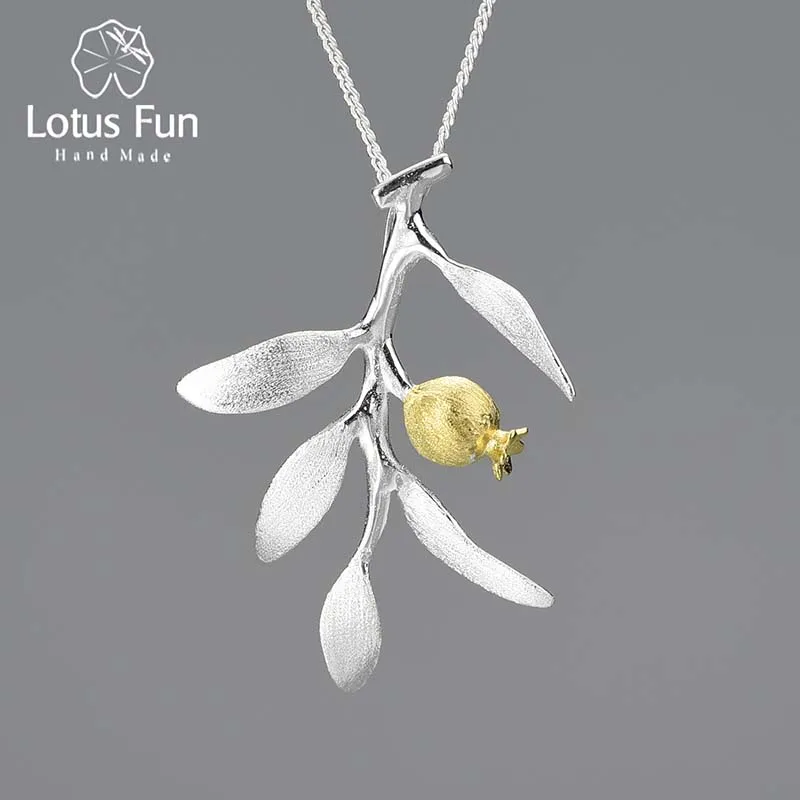 

Lotus Fun Pomegranate Fruits Leaves Branch Pendants without Necklace for Women Real 925 Sterling Silver Original Fine Jewelry