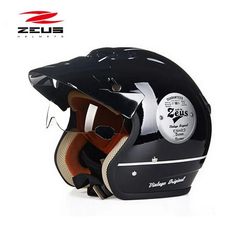 

ABS electric bicycle Safety helmets ZEUS 3/4 open face Retro motorcycle helmet Lining unpick wash motorbike scooter map hat PC