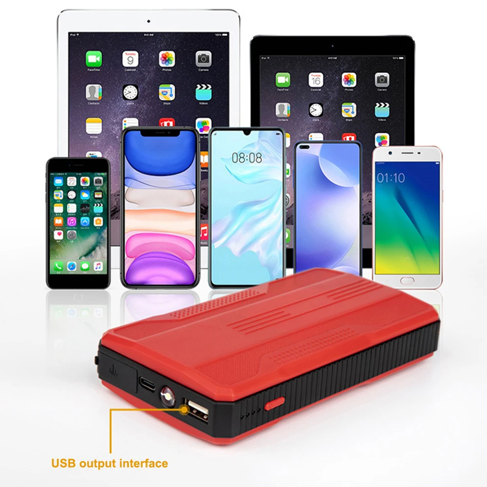 new 20000mah car jump starter power bank portable emergency car battery booster 5v2a usb output led flashlight for 12v gasoline free global shipping