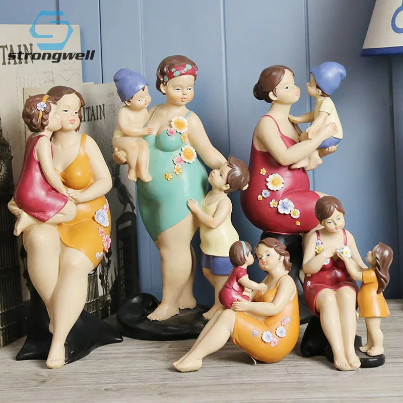 Stongwell американская скульптура для мамы и сына Теплая семейная статуя из смолы