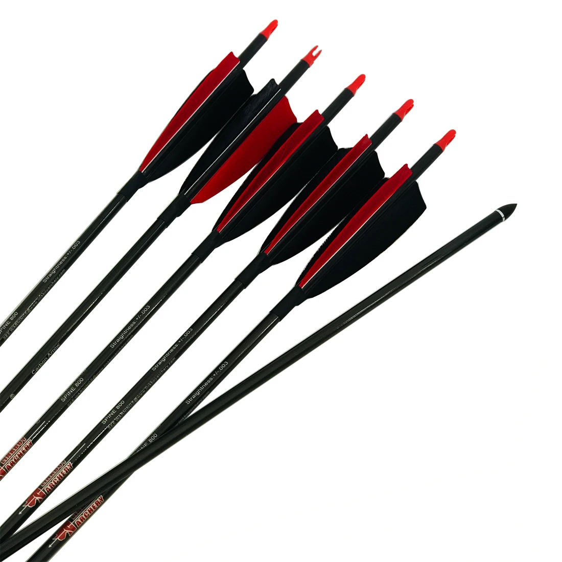 12pcs Archery Pure Carbon Arrow Spine 300 340 400 500 600 700 800 4inch Turkey Feather 75gr Tips Compound Bow Hunting