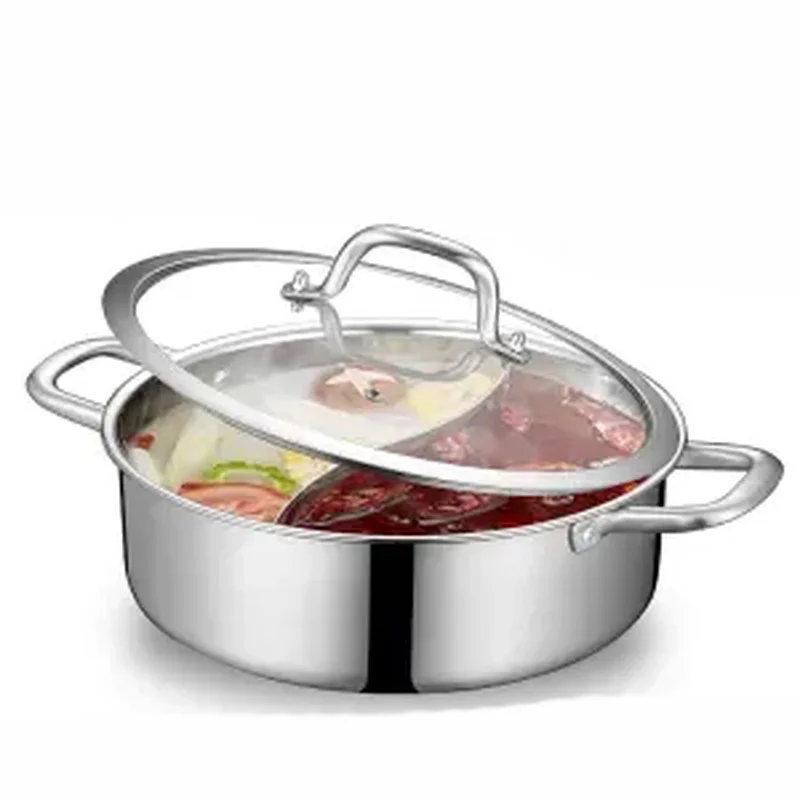 

Stainless Steel Mandarin Duck Pot Household Hot Pot Pot with Lid Stock Pot Gas Induction Cooker Special Hot Pot Pot Pancake Pan