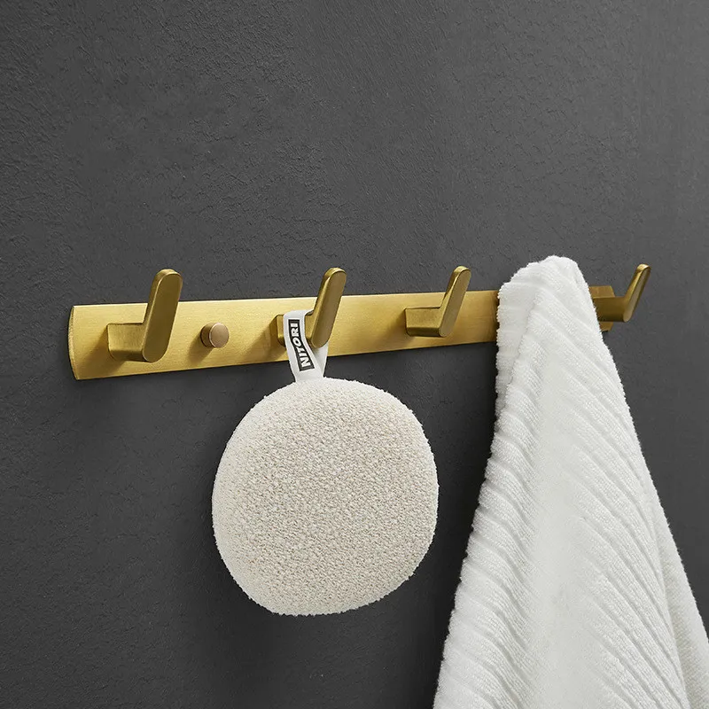 

Q35 NEYLEND Robe Hooks Clothes Hat Hook Row Brushed Gold Robe Hook Aluminum Bathroom Robe Hook Bath Hardware Set Kitchen Hanger