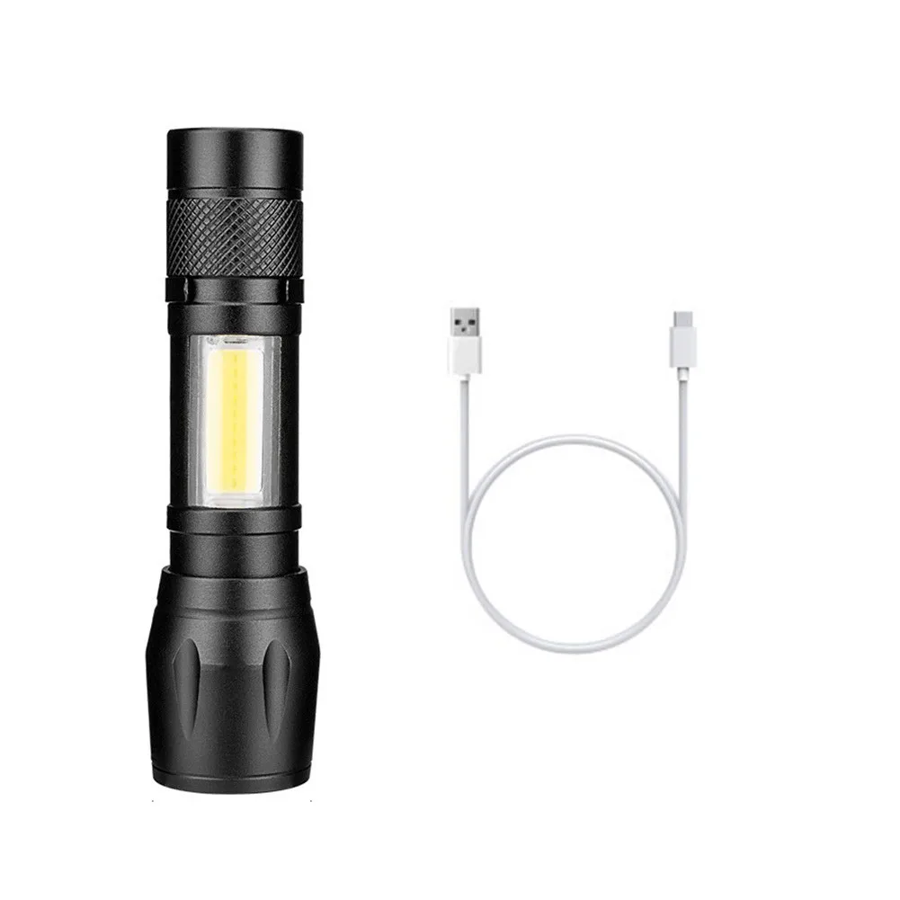 

LED Torch USB Rechargeable Flashlight Zoomable Camping Hiking Lamp Small Flashlight Outdoor Portable Flashlight