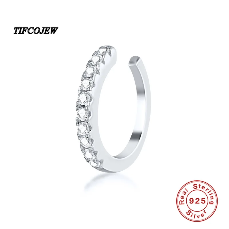 

TIFCOJEW S925 Sterling Silver Fashion Geometric Simple C-shaped Ear Clip Trend No Stud Earrings Party Fine Jewelry