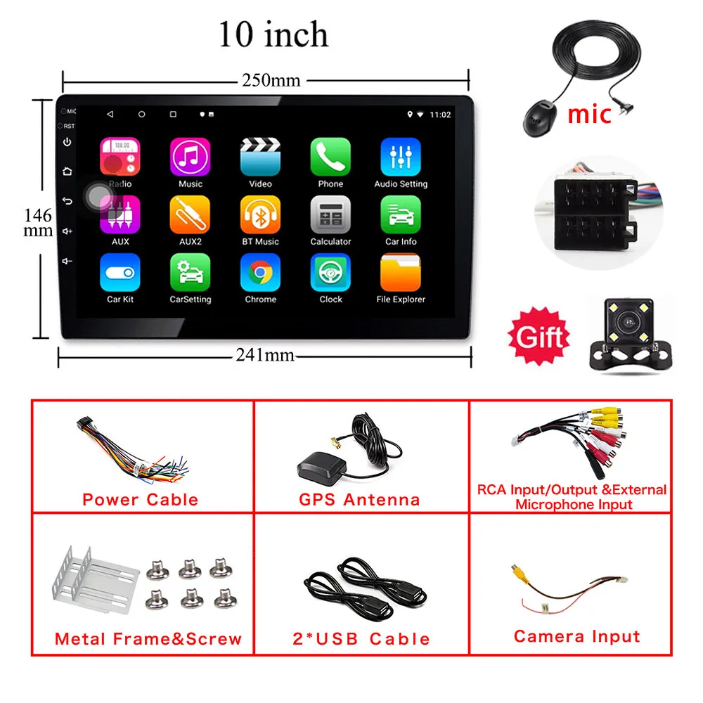 iso 10 inch camera 9 10 дюймов Android 8,1 DAB gps навигация Авторадио Мультимедиа dvd-плеер Bluetooth wifi MirrorLink OBD2 Универсальный 2Din Автомагнитола - Цвет: iso 10 inch camera